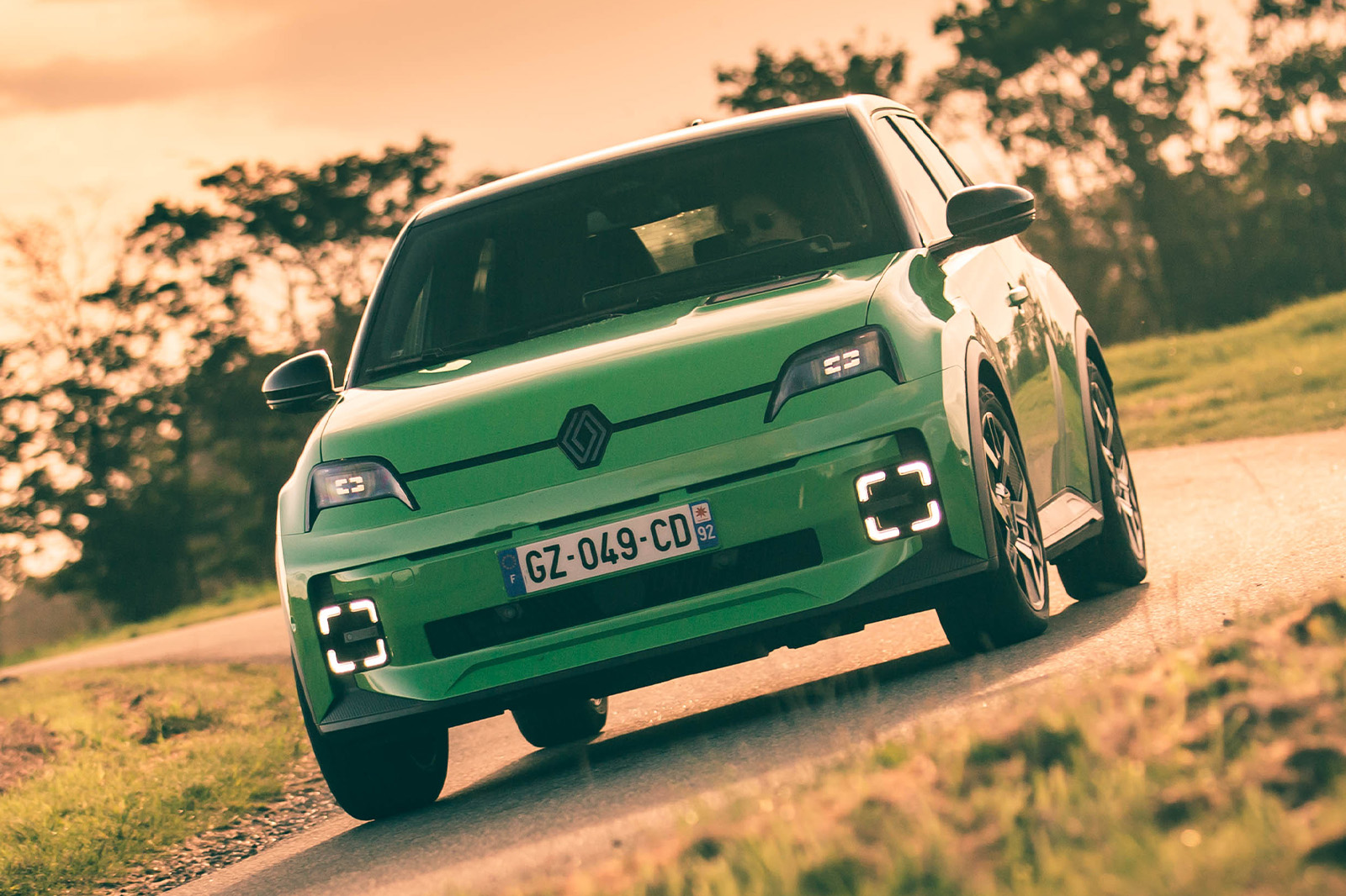 Renault 5 review cornering sunset