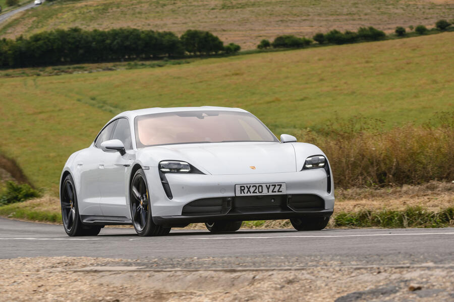 25 Porsche taycan 2020 rt cornering front 0