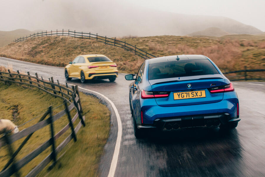 75 Bmw m3 vs audi rs3 saloon 2021 tracking rear
