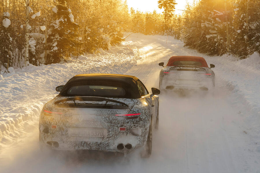 97 Mercedes amg sl prototype official winter testing pair rear