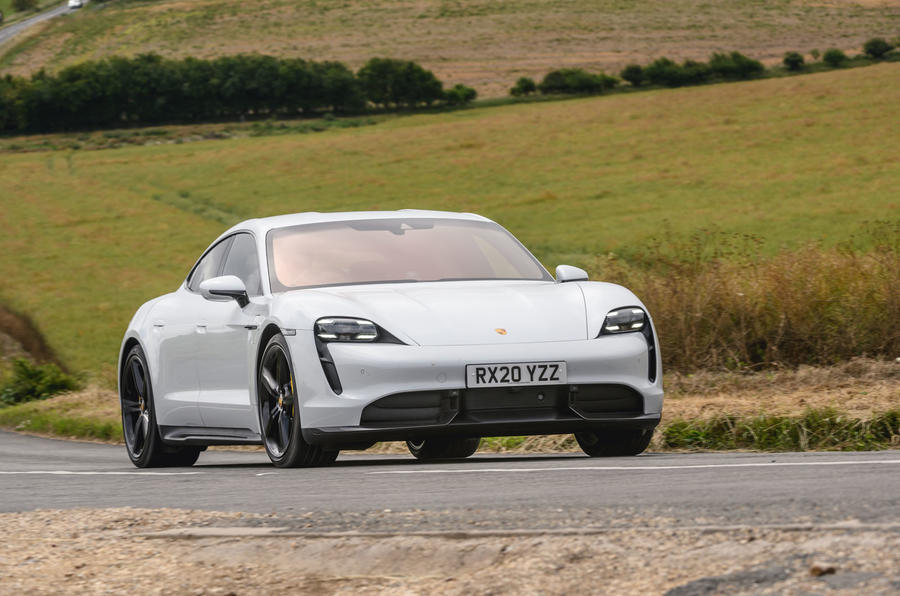 Porsche taycan 2020 rt cornering front