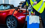 Mazda MX5 being filled with sustainable fuel