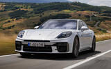 Porsche Panamera Turbo S E Hybrid front quarter tracking