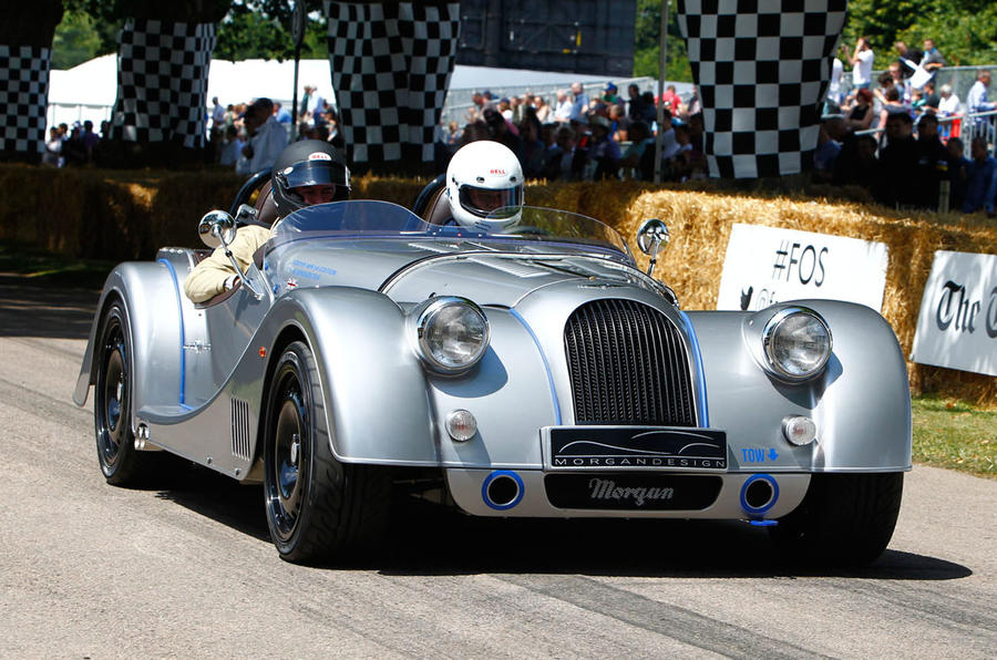 Thunder on the Goodwood hill in the Morgan Plus 8 Speedster