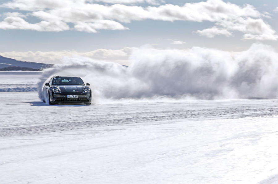 Porsche Taycan prototypes in winter testing