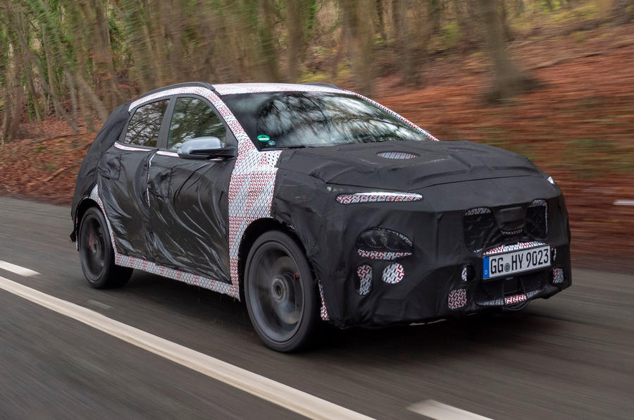 99 Hyundai Kona N prototype drive hero front