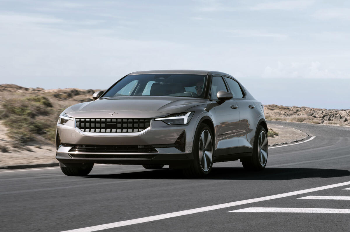 99 Polestar 2 official images desert tracking front