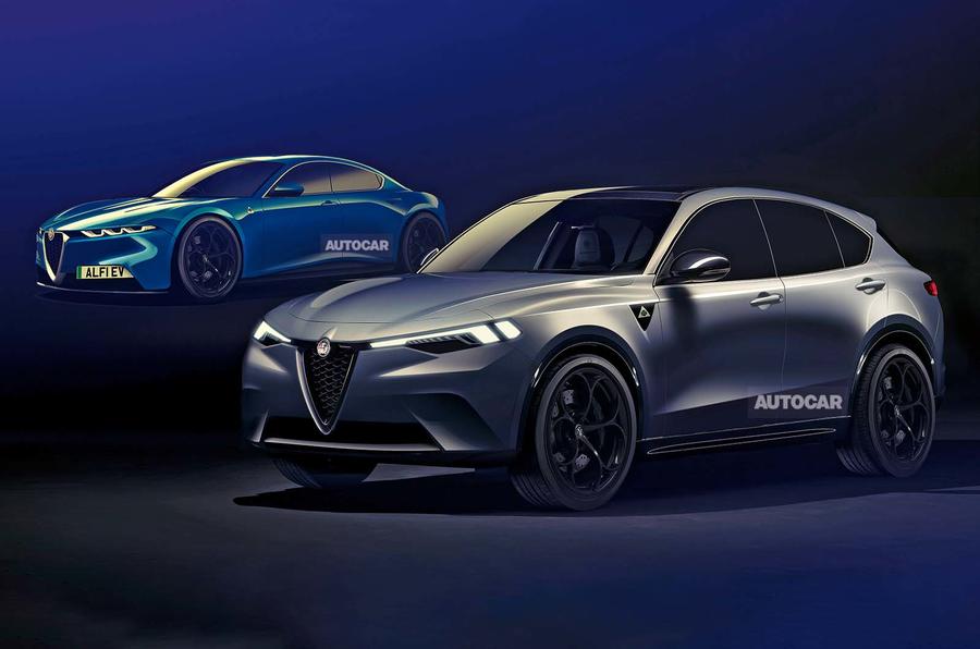 alfa romeo stevlio and saloon render