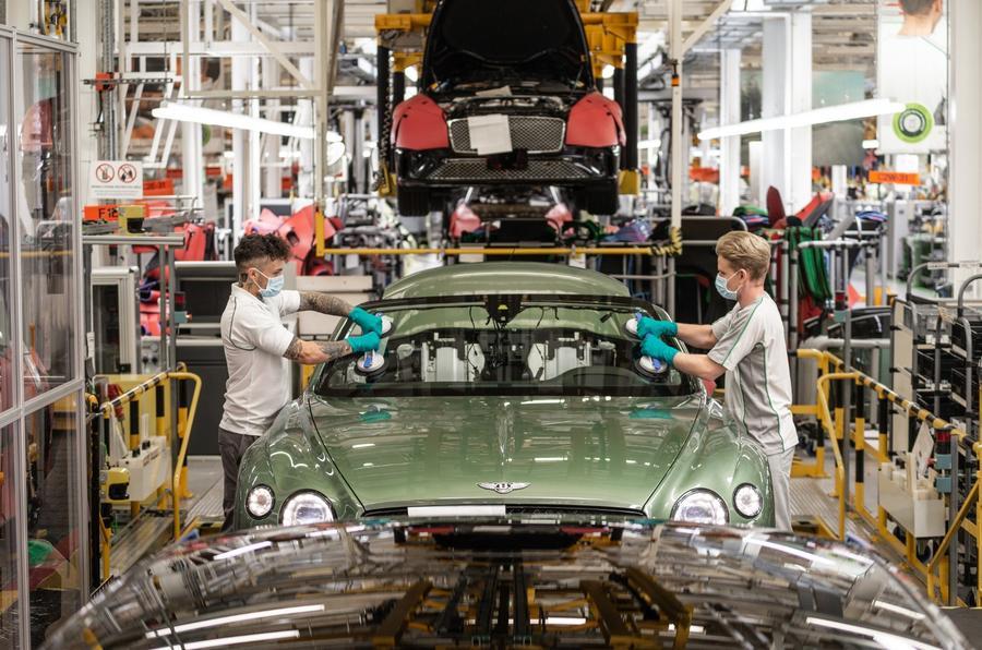 Bentley workers in Crewe before the coronavirus crisis