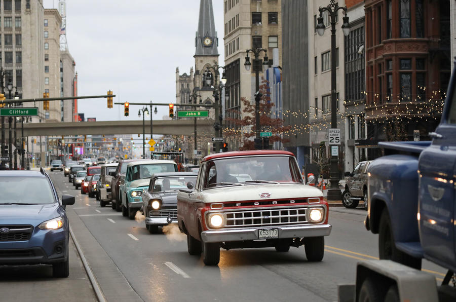 Detroit motor show - classic cars on parade