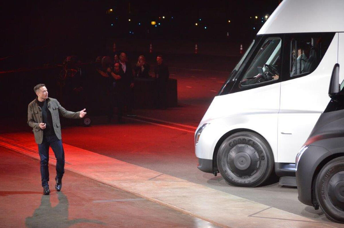 Elon Musk presenting Tesla Semi Getty Images