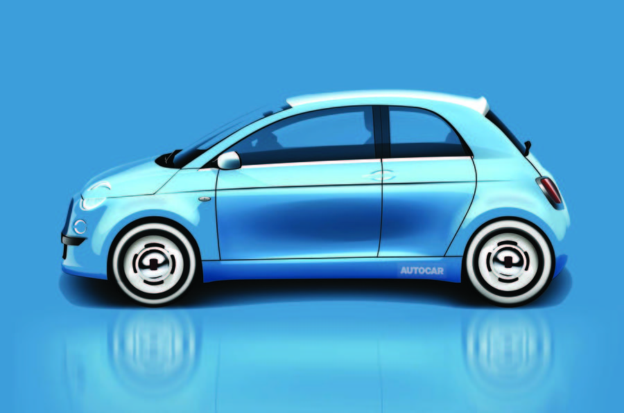 Fiat 500 EV render - side