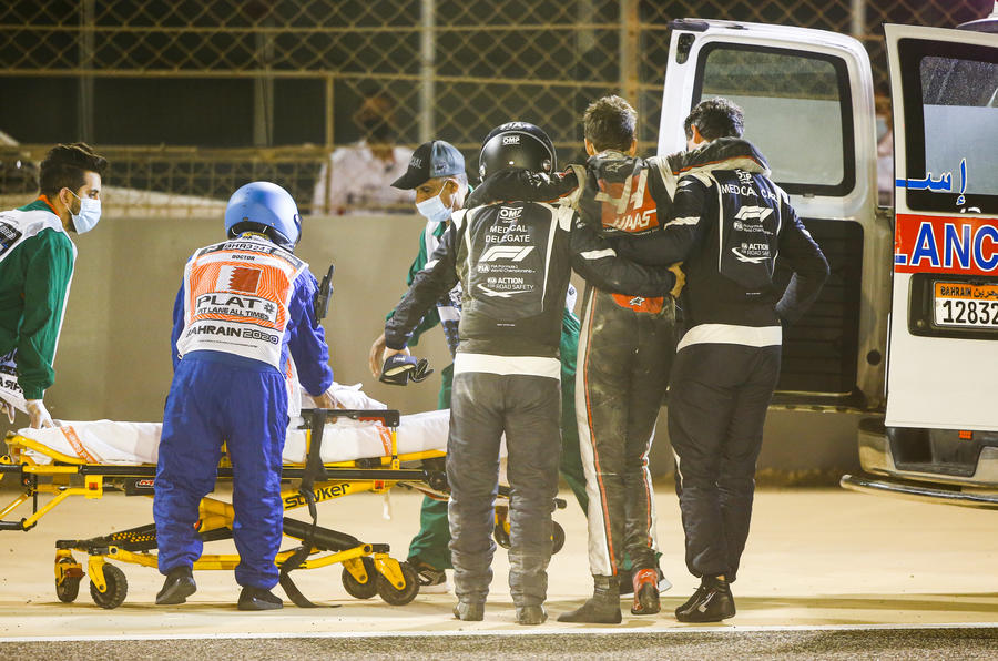 Haas Romain Grosjean Bahrain crash 2020 - copyright Getty images