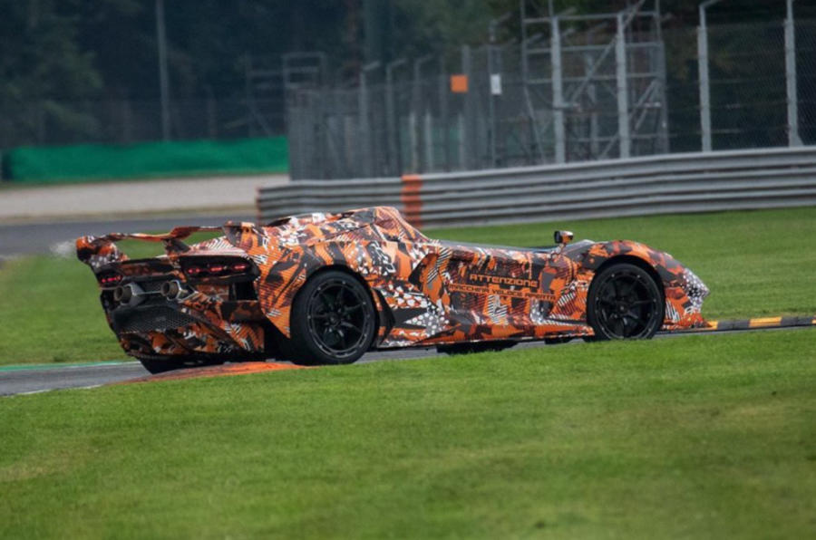 Lamborghini open roof hypercar spy image