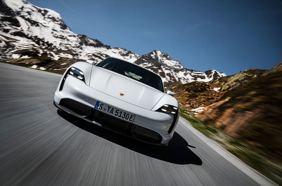 2020 Porsche Taycan press shot - front